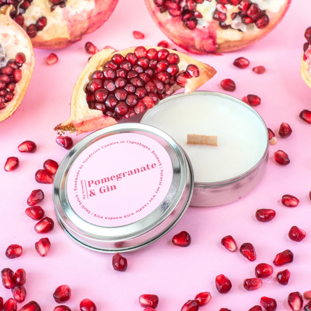 Geurkaarsen van sojawas | granaatappel & gin