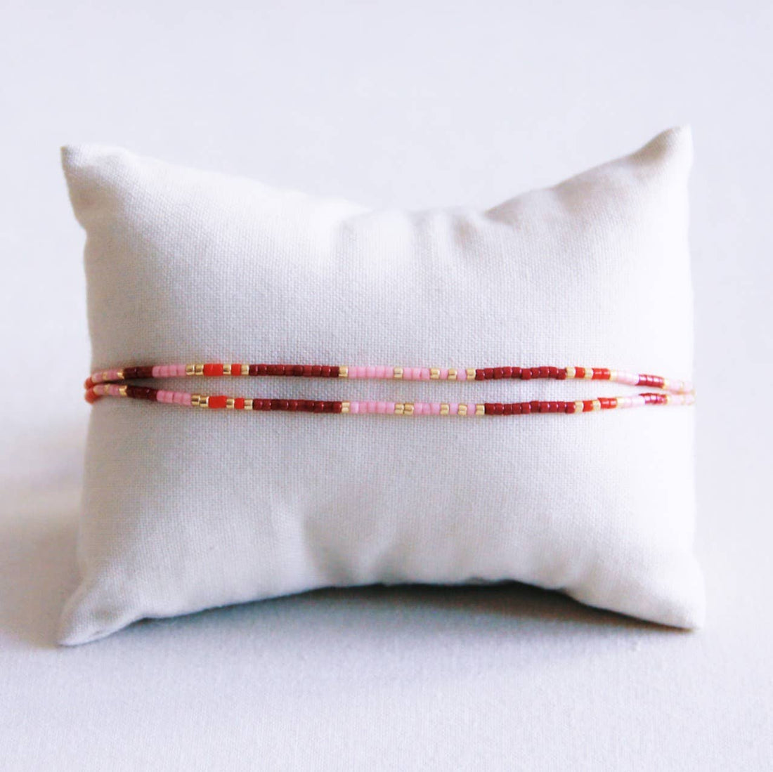 Dubbele miyuki armband - rood/lila/bordeaux