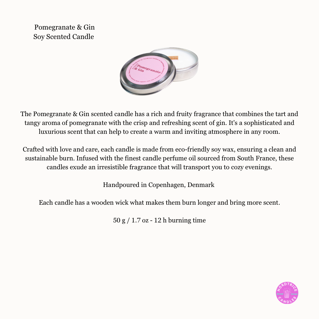 Geurkaarsen van sojawas | granaatappel & gin