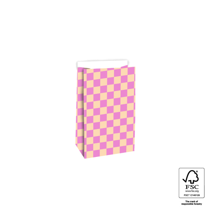 Blokbodemzakken - Check Pink/Peach | 2 stuks