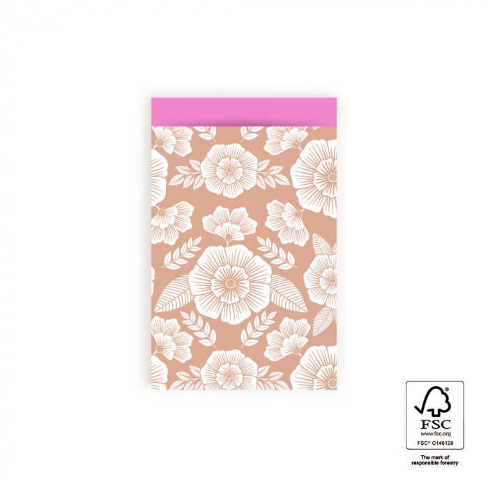 Flowers Taupe - Pink | M - 10 stuks