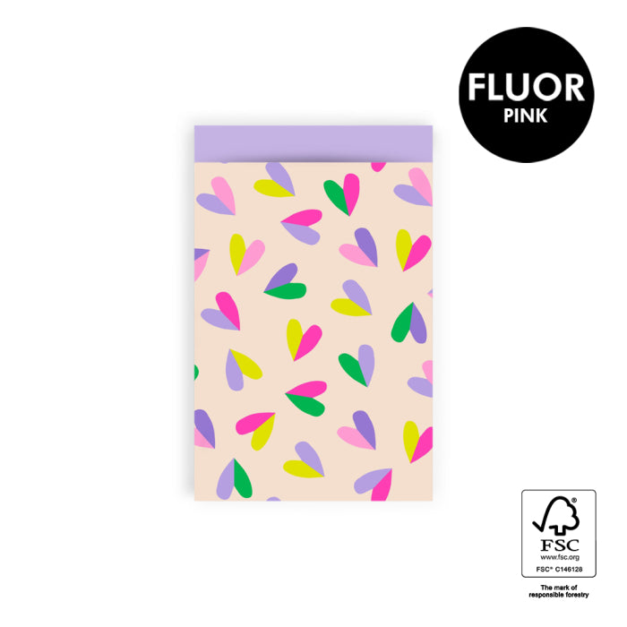 Cadeauzakjes - Hearts Duo Beige - Lilac | M - 10 stuks