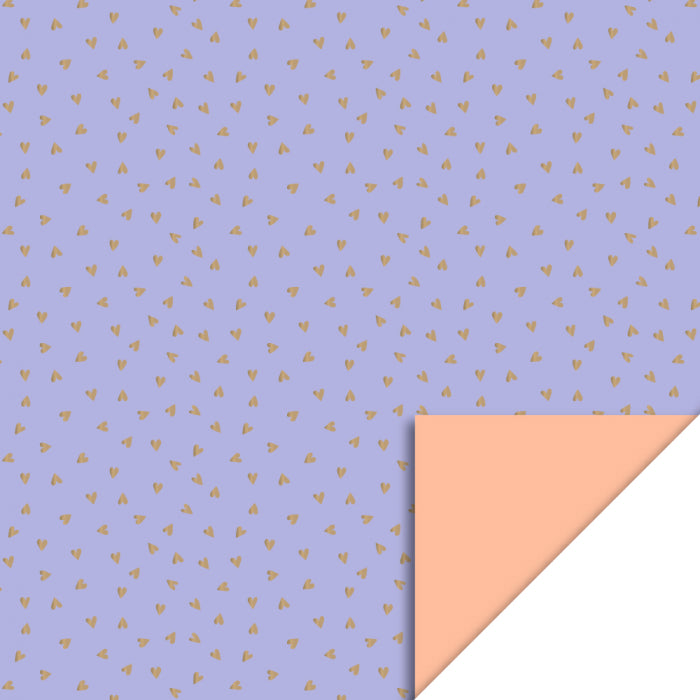 Inpakpapier | Small Hearts Lavender Gold Foil - Peach