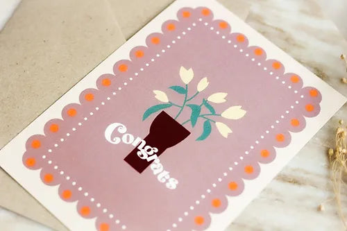 kaart | Congrats bloemen vaas