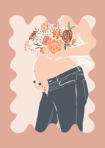Kaart | Zwanger illustratie bloemen
