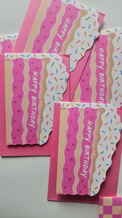 Fijne verjaardag Funfetti Cake Slice Card | Gevormde kaart