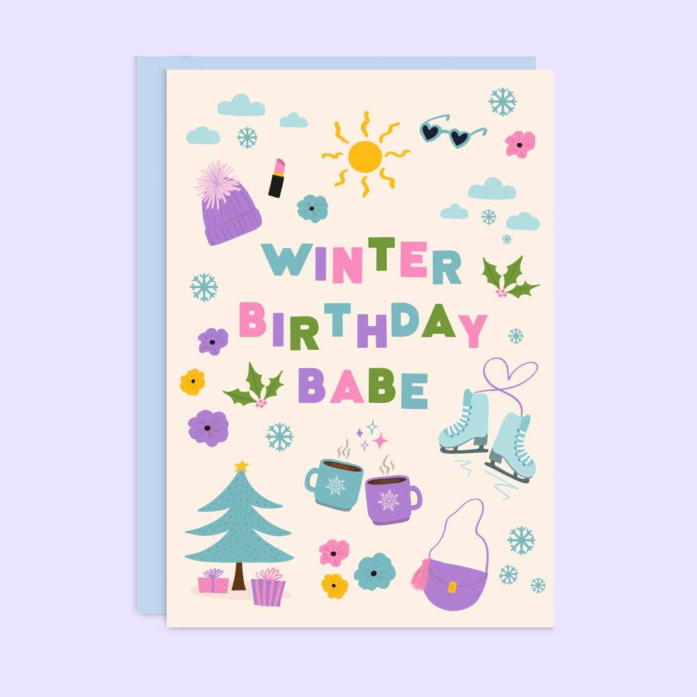 Winter Babe verjaardagskaart | Kerst verjaardagskaart | Vrouw