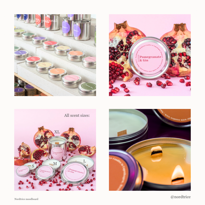 Geurkaarsen van sojawas | granaatappel &amp; gin