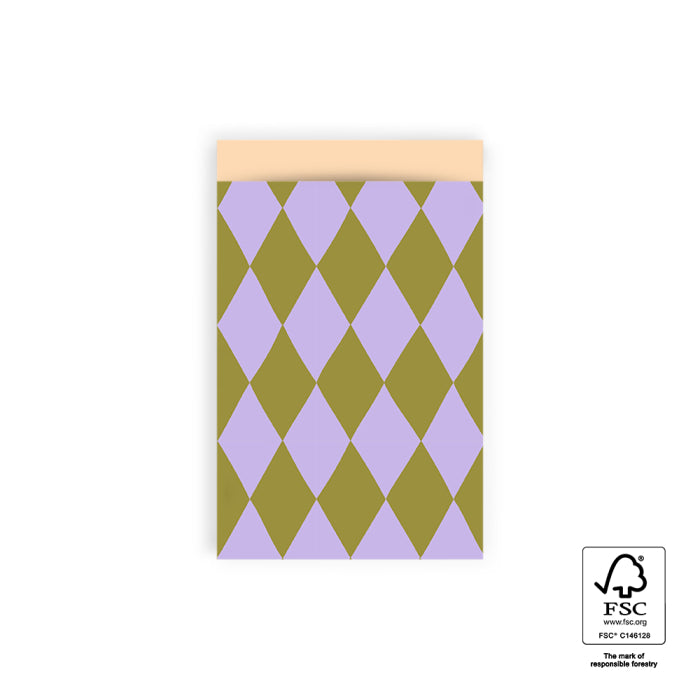 Cadeauzakjes - Harlequin Olive/Lilac - Peach | M - 10 stuks