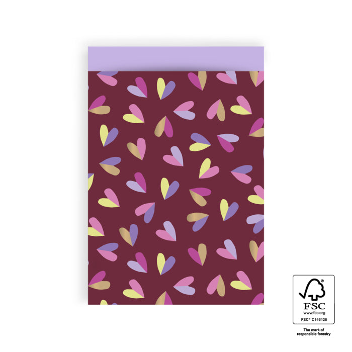 Cadeauzakjes - Hearts Duo Beet Red - Lilac | L - 10 stuks