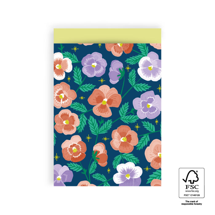 Cadeauzakjes - Pansy Flowers Night - Yellow | L - 10 stuks