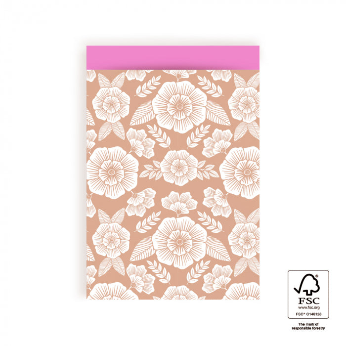 Flowers Taupe - Pink | L - 10 stuks