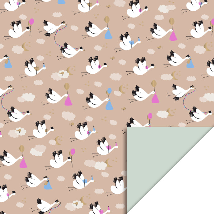 Inpakpapier - Baby Bird Beige - Pistache