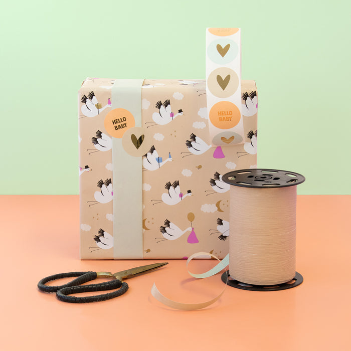 Inpakpapier - Baby Bird Beige - Pistache