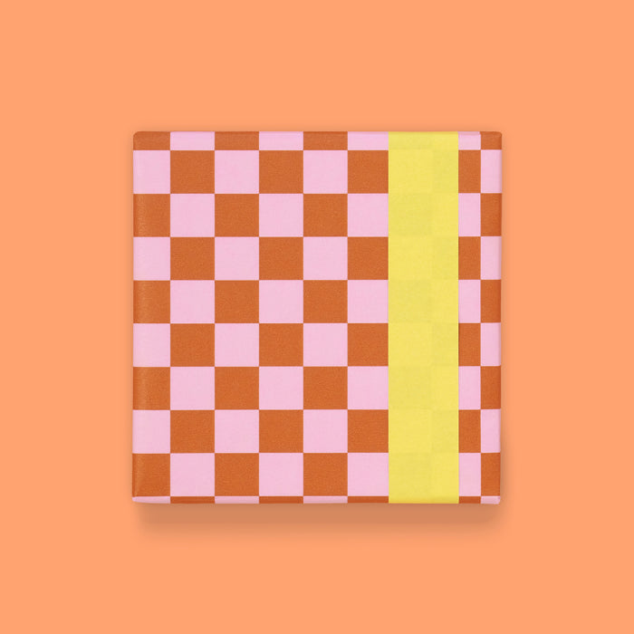 Inpakpapier - Big Check Deep Orange/Mauve - Yellow