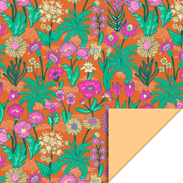 Inpakpapier | Flowers Vintage Orange - Fluor Peach