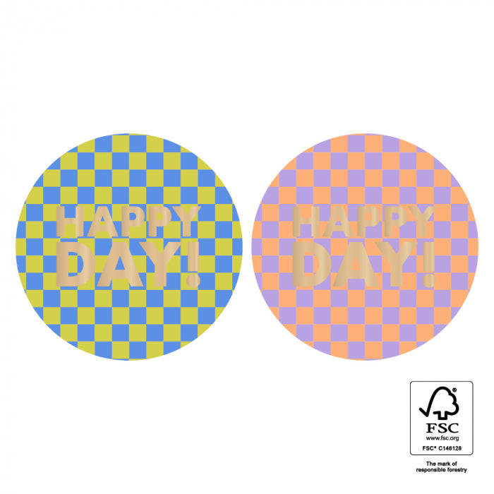 Stickers Duo | Check Text Gold - Bright - 6 stuks