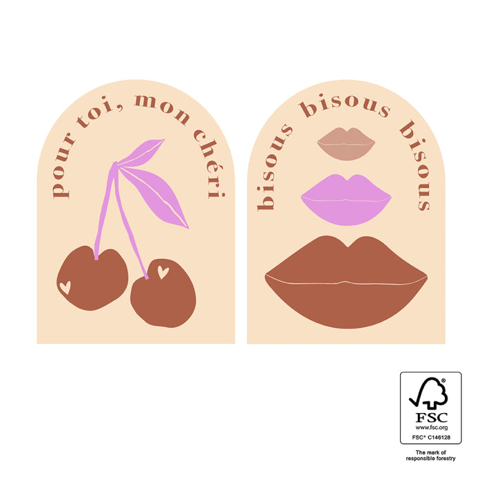 Stickers Duo - Chéri/Bisous | 6 stuks