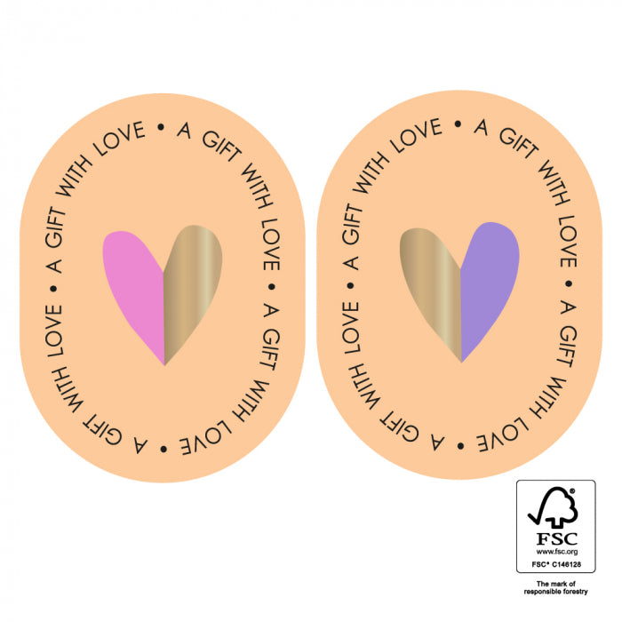 Stickers Duo | Oval Heart Gold - 6 stuks