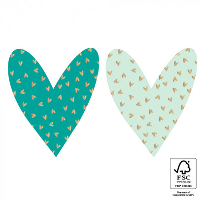 Stickers Duo | Small Hearts Gold - Green - 6 stuks