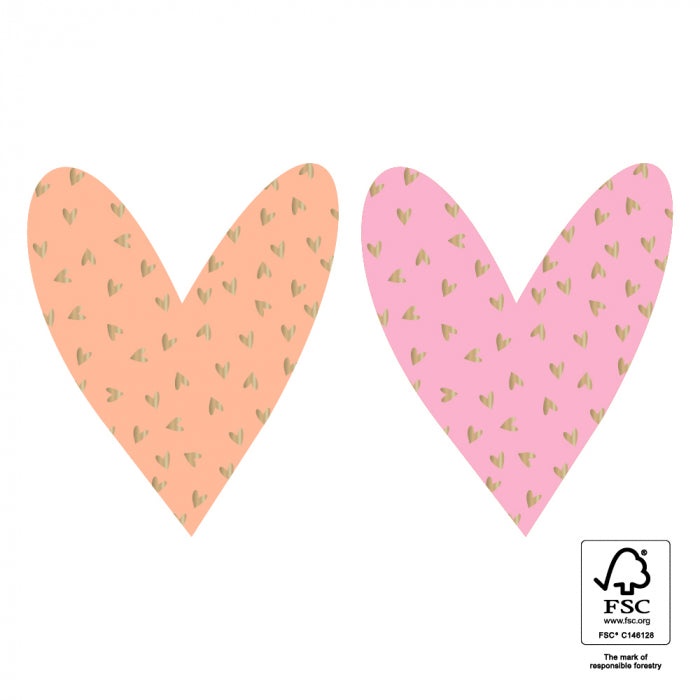 Stickers Duo | Small Hearts Gold - Pink | 6 stuks