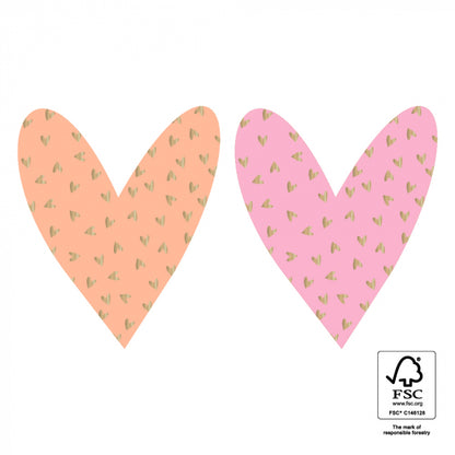 Stickers Duo | Small Hearts Gold - Pink | 6 stuks