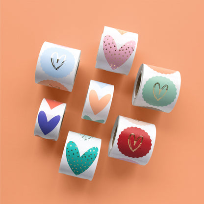 Stickers Duo | Small Hearts Gold - Green - 6 stuks