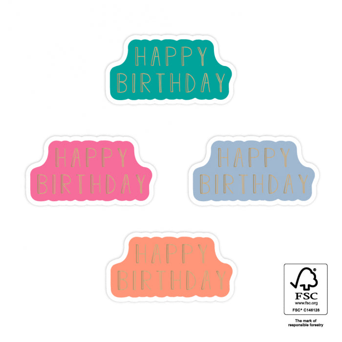 Stickers Multi | Happy Birthday Gold - Bright | 8 stuks