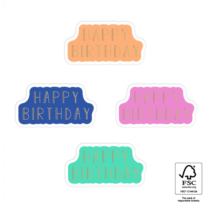 Stickers Multi | Happy Birthday Gold - 8 stuks