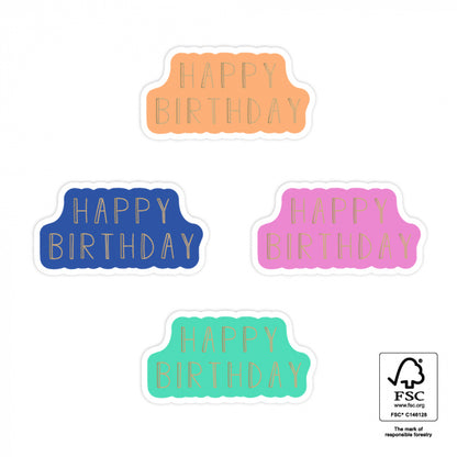 Stickers Multi | Happy Birthday Gold - 8 stuks