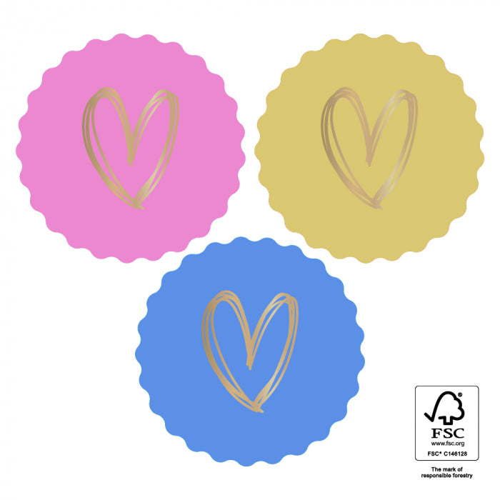 Stickers Multi | Heart Gold - Happy - 6 stuks