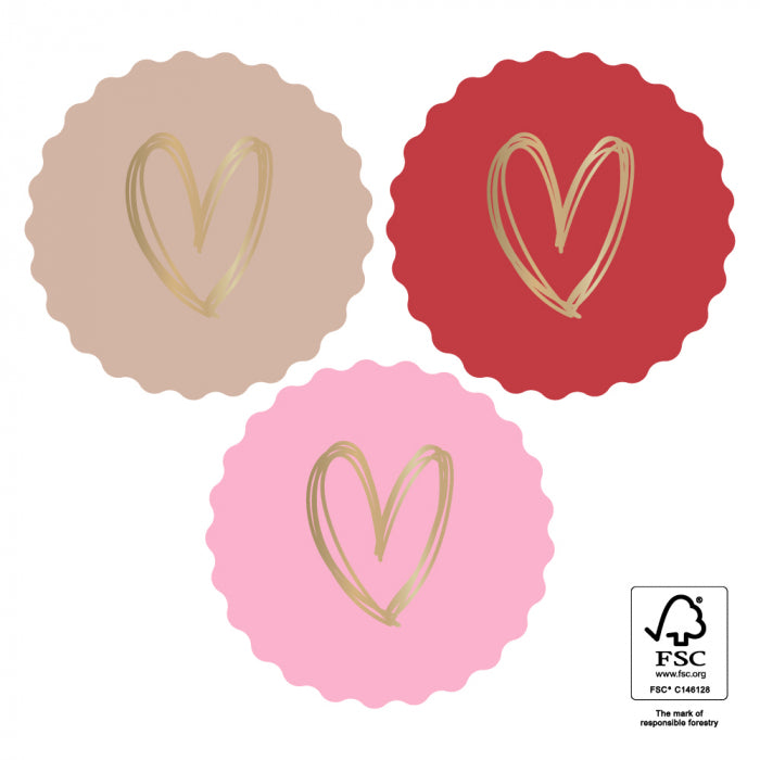 Stickers Multi | Heart Gold - Pink - 6 stuks