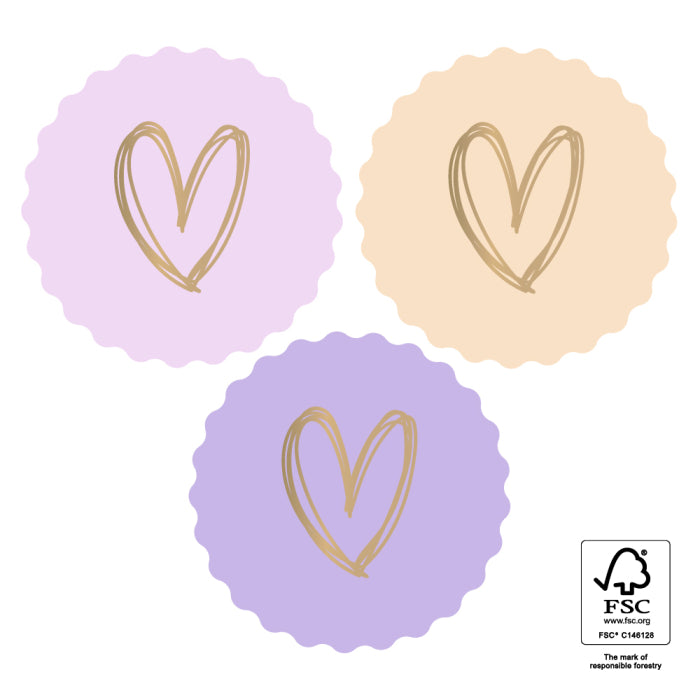 Stickers Multi - Heart Gold Pastel | 6 stuks