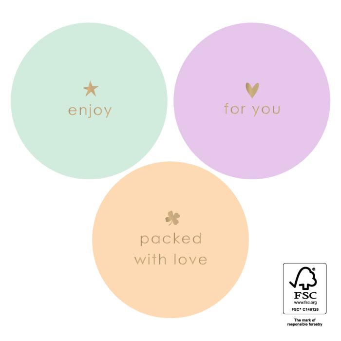 Stickers Multi - Text Gold Pastel | 6 stuks