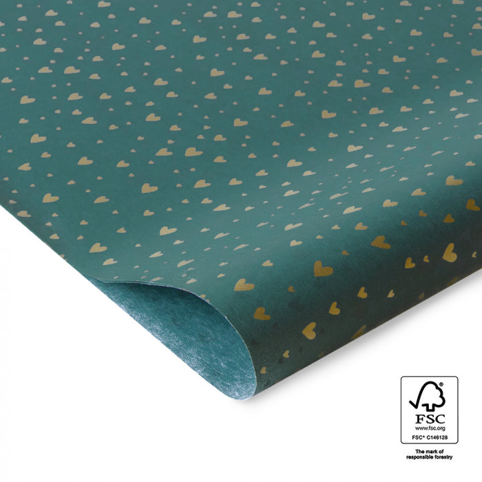 Vloeipapier | Hearts Gold - Jade Blue | 5 stuks