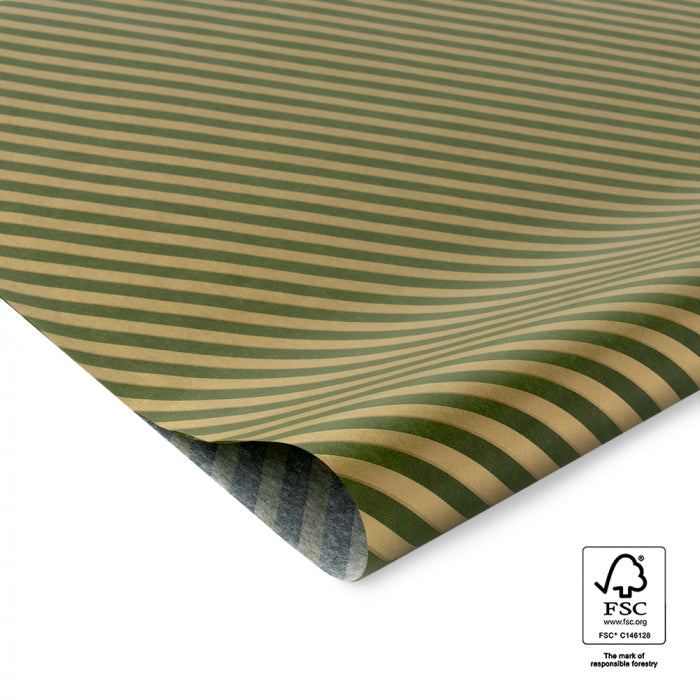 Vloeipapier | Stripes - Forest Green / Gold | 5 stuks