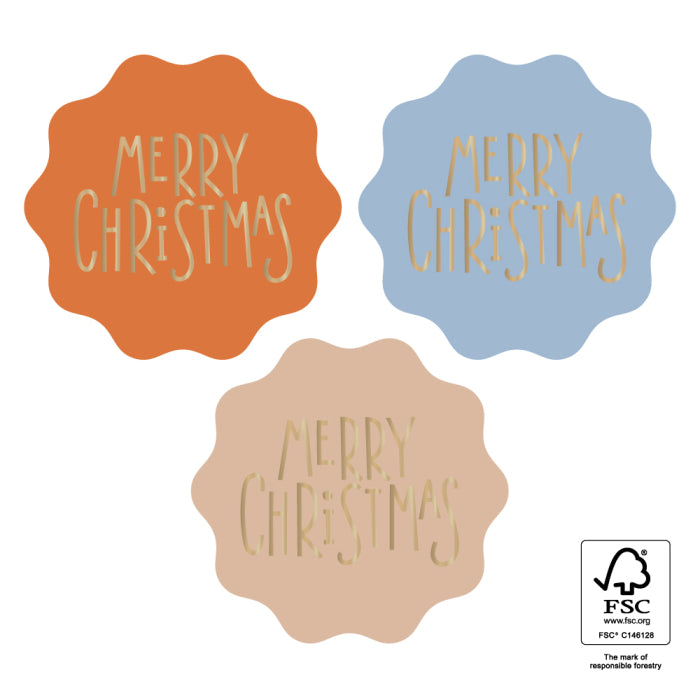 Sticker | X-mas Stickers Multi - Text Merry Christmas Gold | 6 stuks