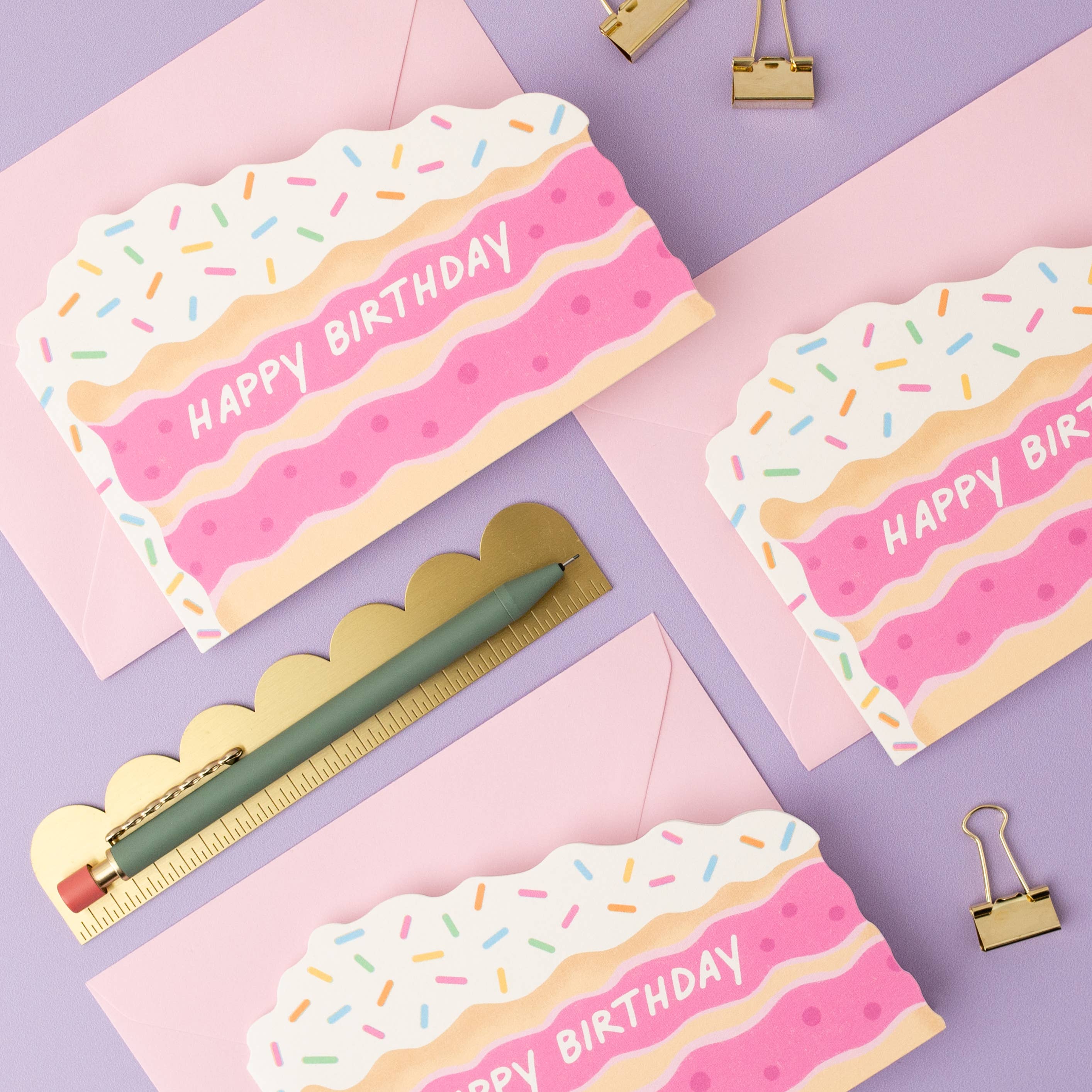 Fijne verjaardag Funfetti Cake Slice Card | Gevormde kaart