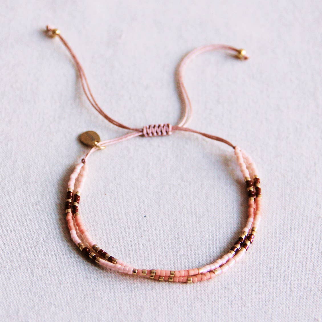 Dubbele miyuki armband - roze/nude/bordeaux
