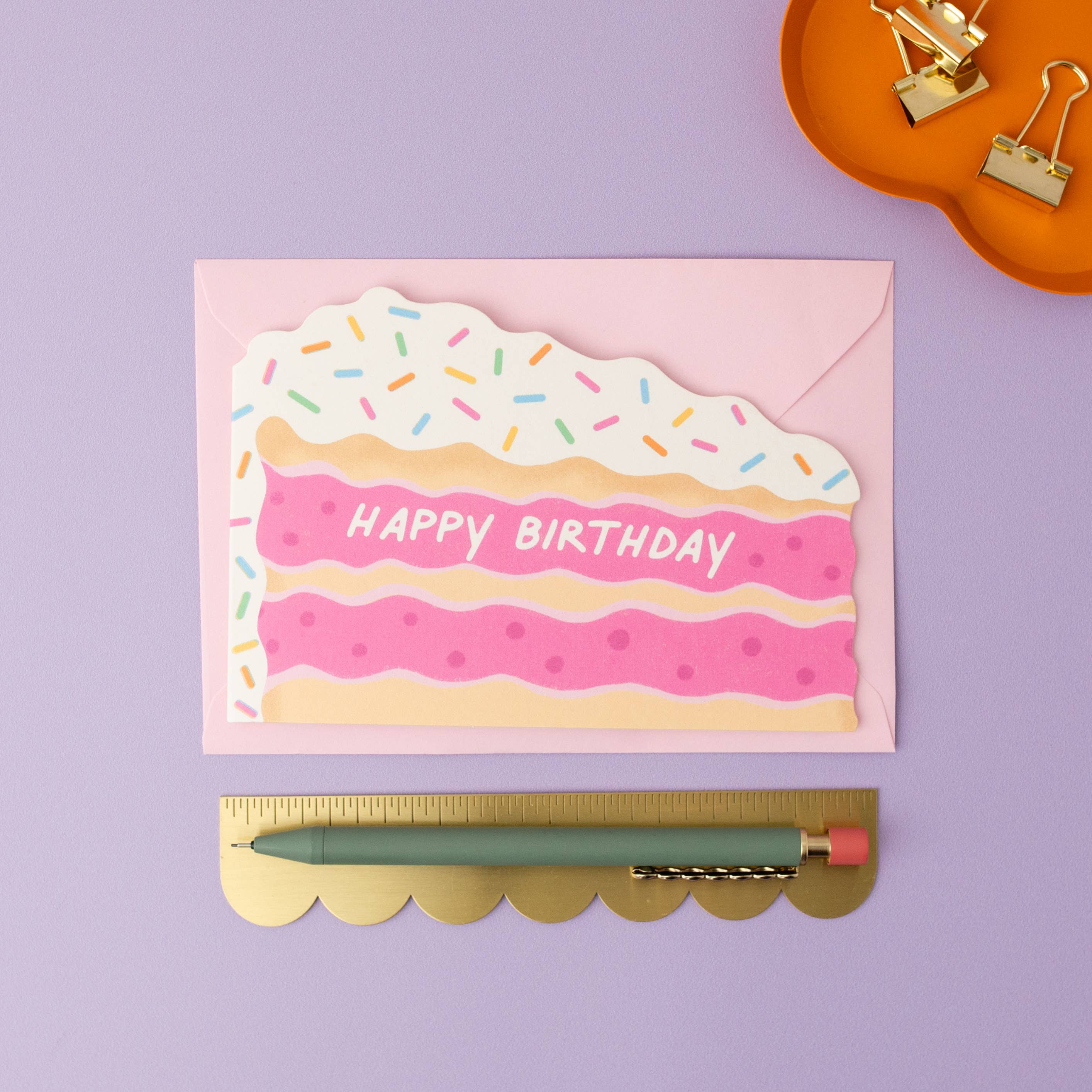 Fijne verjaardag Funfetti Cake Slice Card | Gevormde kaart