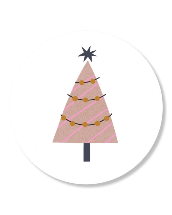 Sticker Kerstboom Roze | 5 Stuks