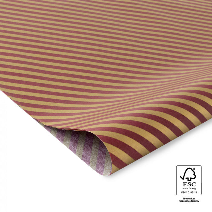 Vloeipapier | Stripes - Beet Red / Gold | 5 stuks