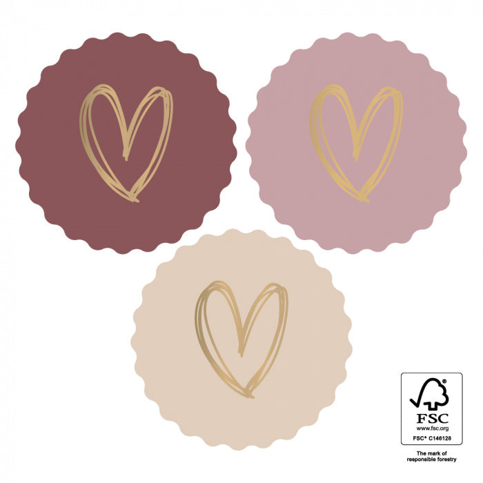 Stickers Multi | Heart Gold - Pink | 6 stuks