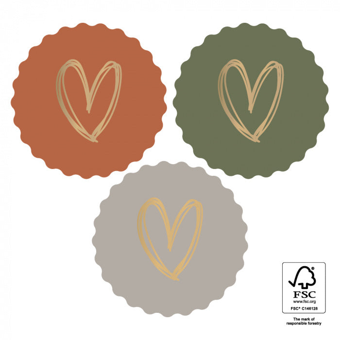 Stickers Multi | Heart Gold - Nature | 6 stuks