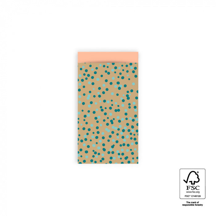 Dots Gold Jade Blue - Peach | S - 10 stuks