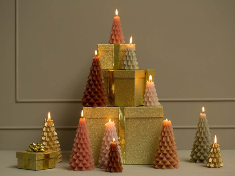 Kaars | Kerstboom goud - 12cm