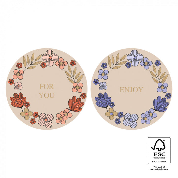 Stickers Duo - Flower Field Gold - Pink / Violet | 6 stuks