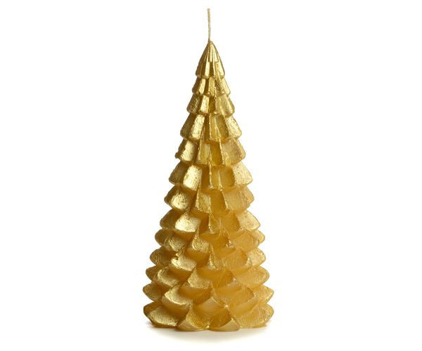 Kaars | Kerstboom goud - 20cm