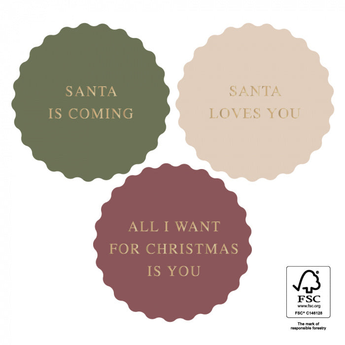 X-mas Stickers Multi | Santa Love Gold | 6 stuks