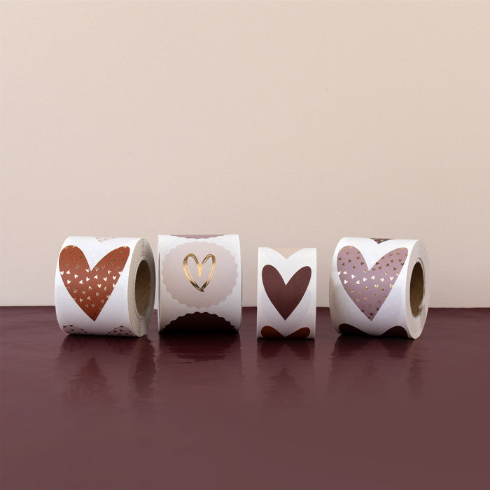 Stickers Multi | Heart Gold - Pink | 6 stuks